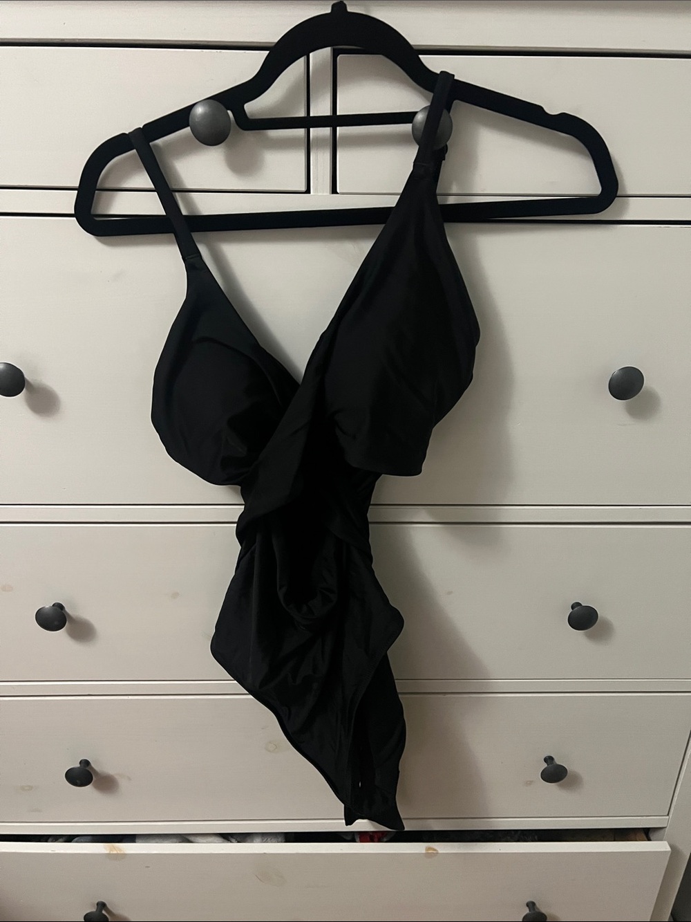 aerie Black One-Piece Swimsuit with Twist Front
